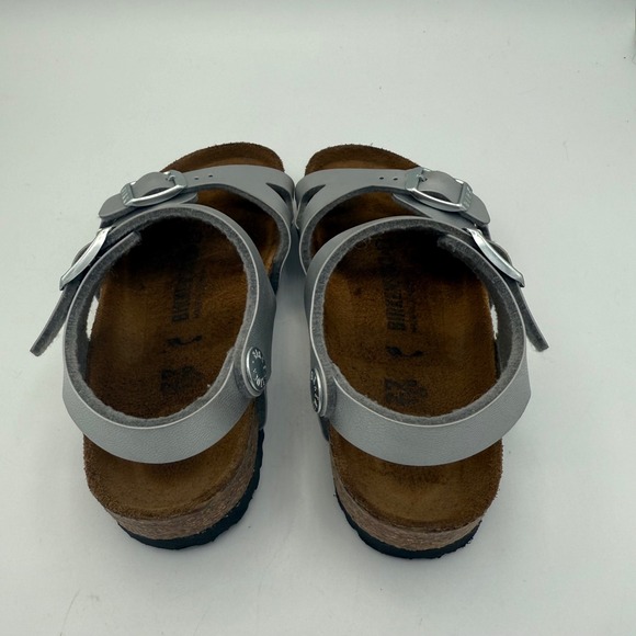 Birkenstock Rio Kids Sandals Silver Metallic Adjustable Strap EU 27 US 10 - Picture 3 of 7